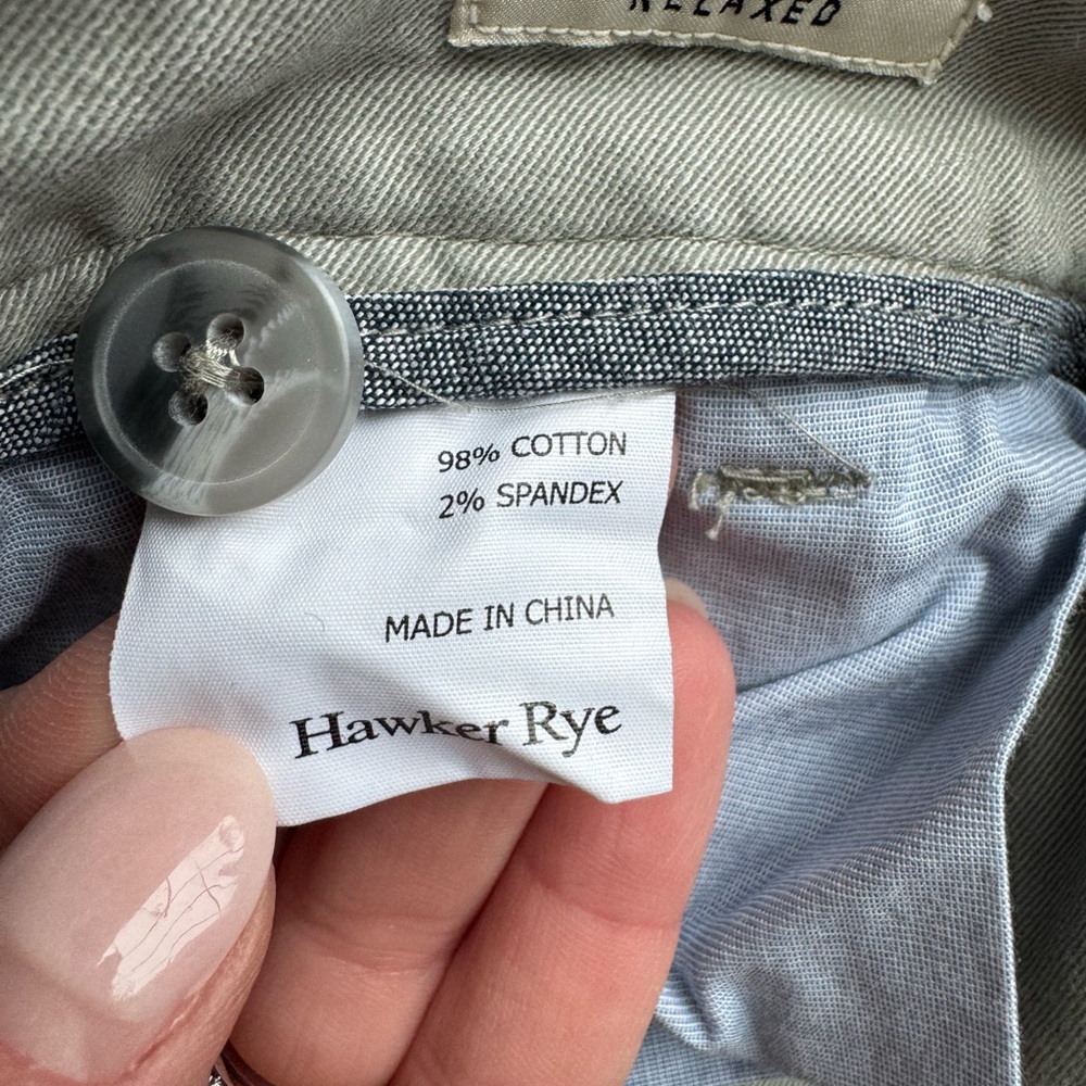 Hawker Rye Gray Blue Dress Pant Chino 38 x 30 Cotton Business straight leg relax - Picture 6 of 6